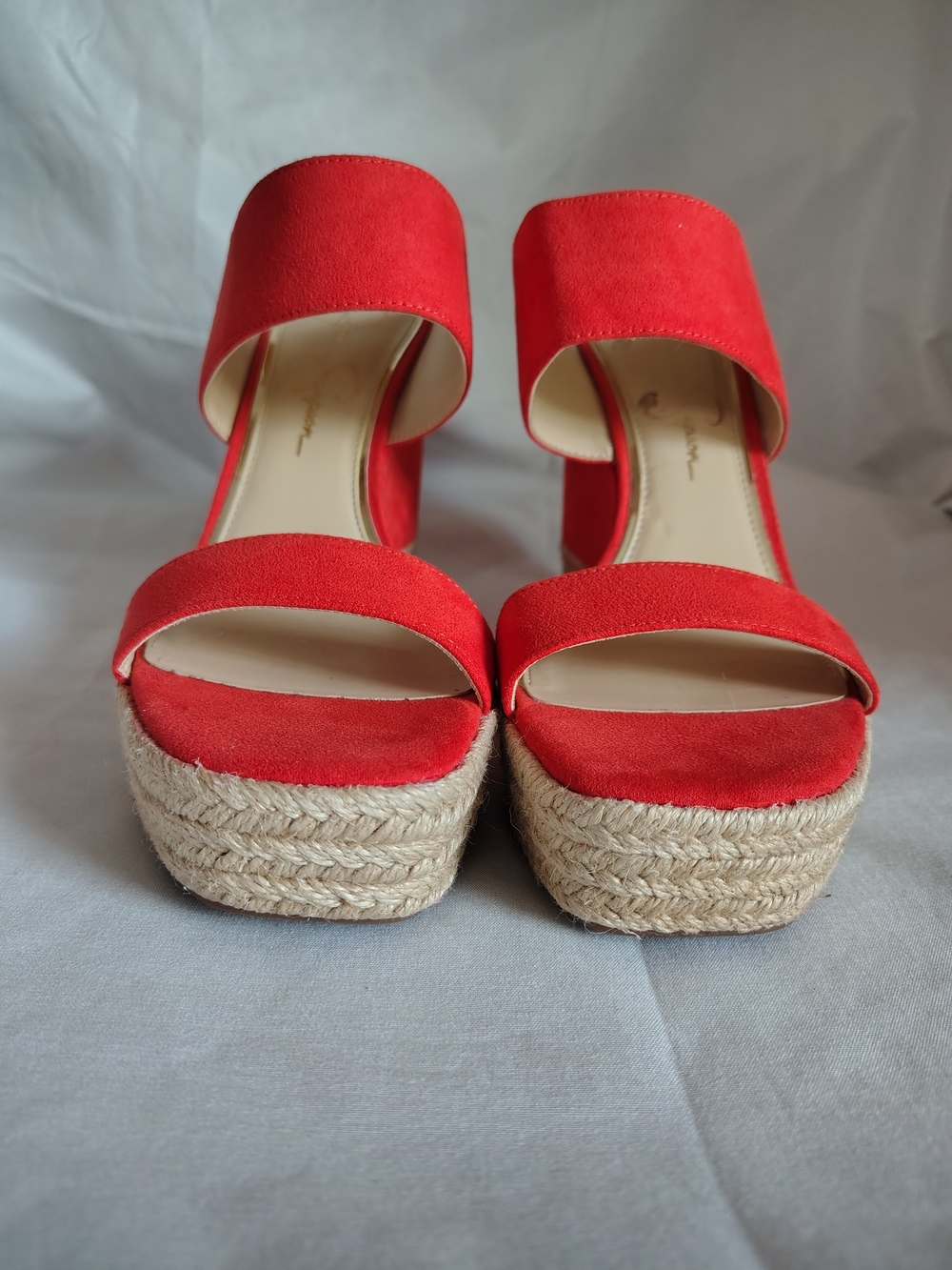Jessica Simpson Saphita Coral Red Platform Espadrille Wedge Sandals Women's 8M - Picture 3 of 11